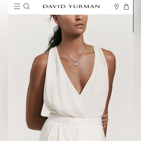 Petite Albion Pendant Necklace in Sterling Silver with Pavé Diamonds - Picture 4 of 7